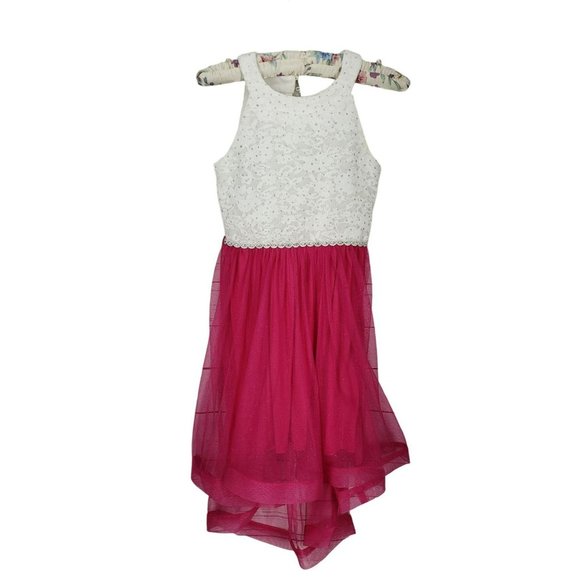 Speechless Girls Pink White Lace‎ High Low Tulle Dress Size 10 - Picture 1 of 16
